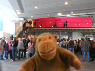 Mr Monkey looking up at the first floor