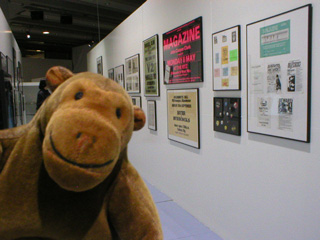 Mr Monkey looking at the Manchester section of the exhibition