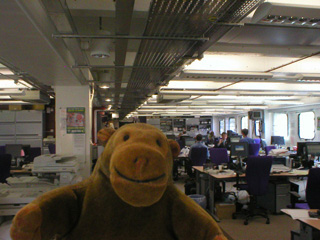 Mr Monkey in the TV newsroom