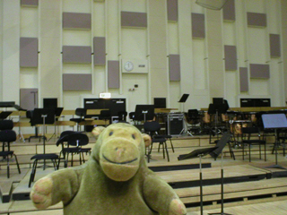 Mr Monkey in Studio 7, looking at where the orchestra sits