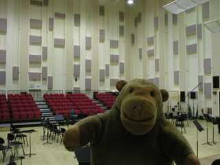 Mr Monkey in Studio 7, looking at where the audience sits