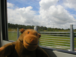 Mr Monkey looking out of the boat as the gondola rises