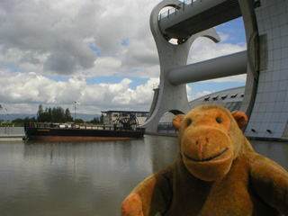 Mr Monkey looking at the replica Charlotte Dundas