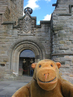 Mr Monkey outside the front door of the Wallace Monument