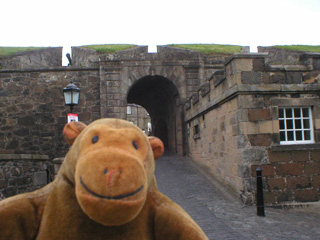 Mr Monkey outside the inner gate of Guardroom Square