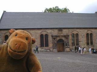Mr Monkey looking across the Inner Close at the Chapel Royal
