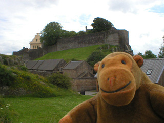 Mr Monkey looking back at the castle from the Nether Bailey