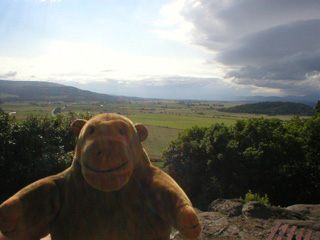 Mr Monkey looking south-west from Holy Rude churchyard