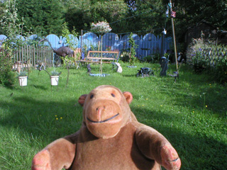 Mr Monkey in Miss Helen's garden