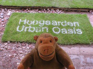 Mr Monkey crossing the Urban Oasis' welcome mat