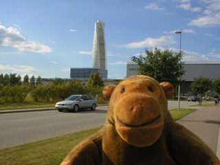 Mr Monkey looking at the Turning Torso from a distance