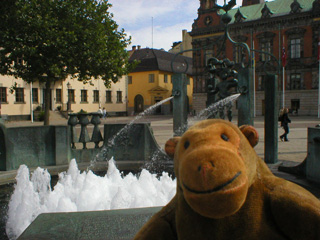 Mr Monkey looking at the fountain