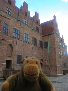 Mr Monkey looking at the back of the gatehouse