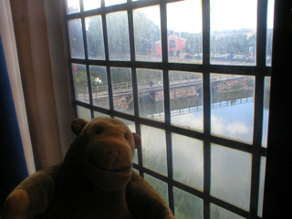 Mr Monkey looking out of the King's Bedroom window