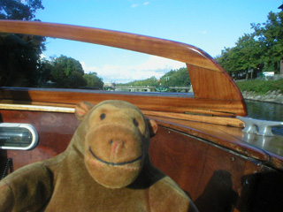 Mr Monkey looking through the windscreen of the tour boat