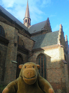 Mr Monkey outside St Peter's church
