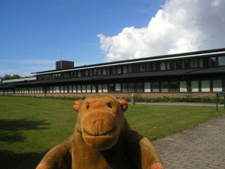 Mr Monkey outside Ystad police station