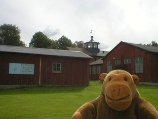 Mr Monkey looking at the Kviberg barracks buildings