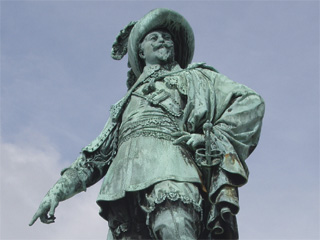 Gustav II Adolf founding a city by pointing