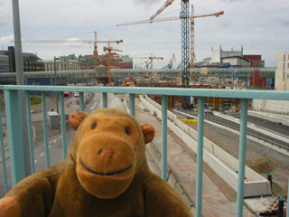 Mr Monkey looking down on the building works for a new tunnel