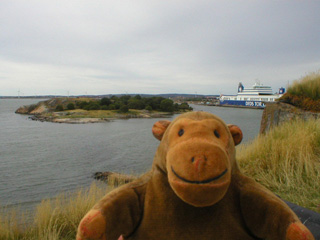 Mr Monkey looking at a small island near the fortress