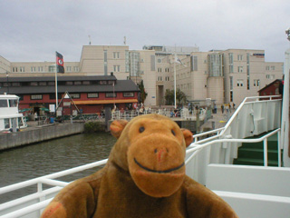Mr Monkey looking at the Lilla Bommen quay