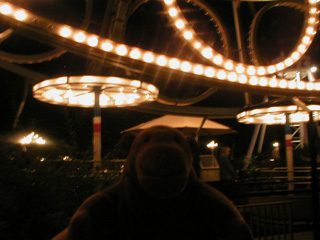 Mr Monkey beneath the Ferris Wheel