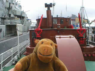 Mr Monkey aboard the fire-float