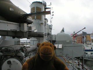 Mr Monkey beside the surface to surface missile launcher