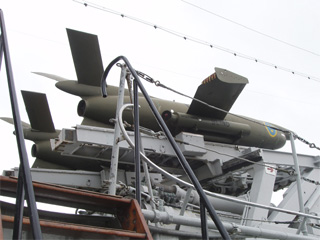 A pair of Saab RB08a missiles on a Mk 20 launcher