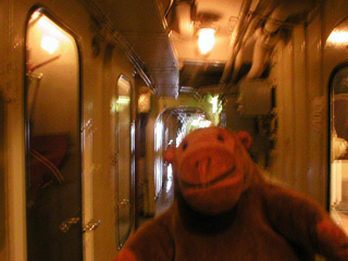 Mr Monkey running down a passageway inside the Småland