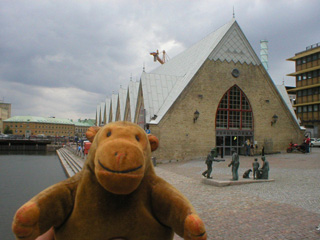 Mr Monkey outside the Fish Church