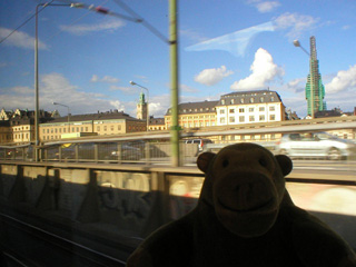 Mr Monkey looking at the outskirts of Stockholm