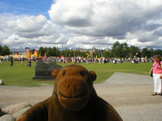 Mr Monkey looking at a park full of Pippi Longstockingses