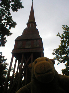 Mr Monkey beneath the Hällestad belfry