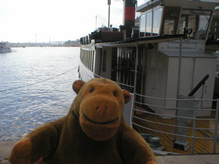 Mr Monkey examining a Djurgården ferry