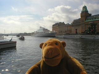 Mr Monkey watching ferries leave Nybrohamnen