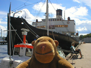 Mr Monkey walking towards the Sankt Erik
