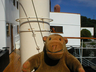 Mr Monkey on the upper deck of the icebreaker