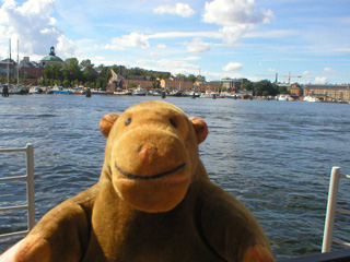 Mr Monkey on the ferry back to Nybrohamnen