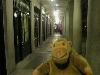 Mr Monkey in Convent Garden at night