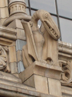 A pterodactyl on the front of the museum