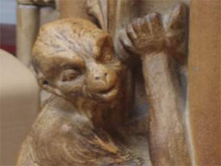 A monkey on a pillar in the Central Hall