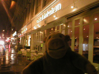 Mr Monkey outside the Med Kitchen