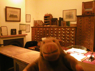 Mr Monkey in a replica GWR office