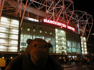 Mr Monkey outside the front of the stadium