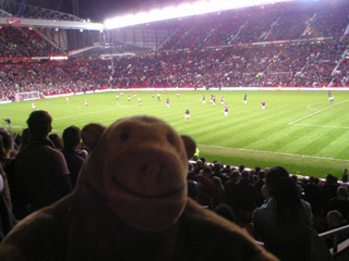 Mr Monkey watching the match