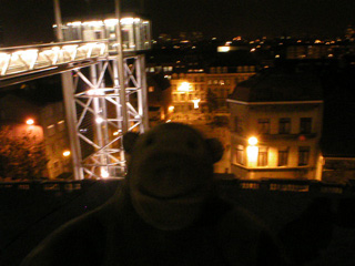 Mr Monkey looking at the lift down to the Marolles