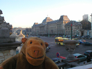Mr Monkey looking at the Palais Royale from the BOZAR roof