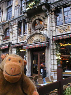 Mr Monkey outside Le Chaloupe d'Or